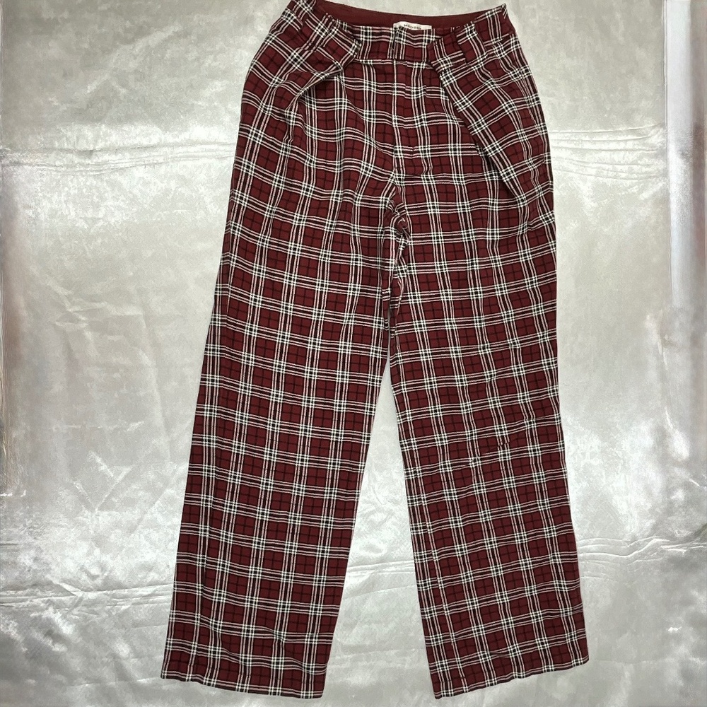 Moussy Red Plaid High Waist Pants Women’s Size 1 Cotton Straight Leg Japan Style